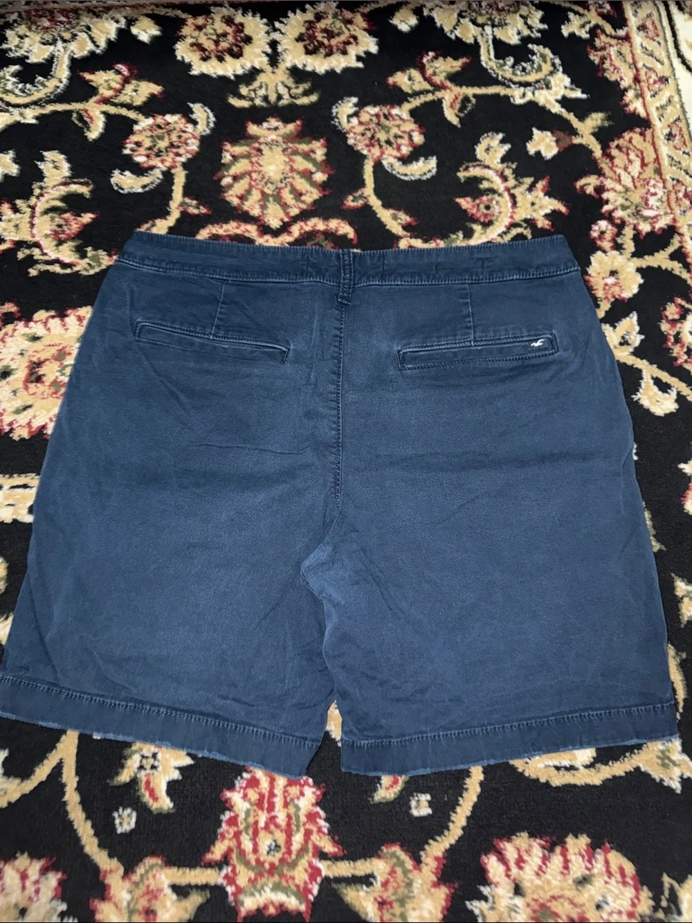 Hollister Men's Navy Blue Cotton Flat-Front Shorts